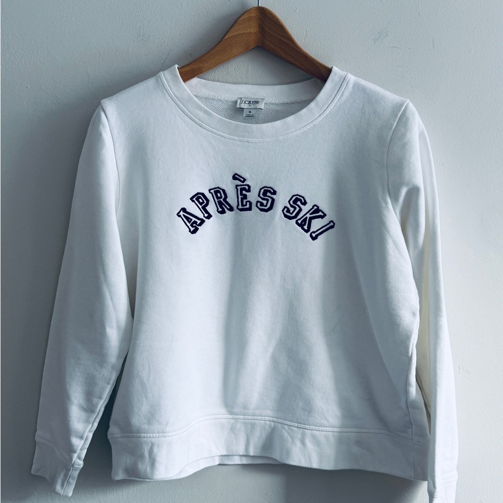 J. Crew White "Après Ski" Pullover Sweatshirt